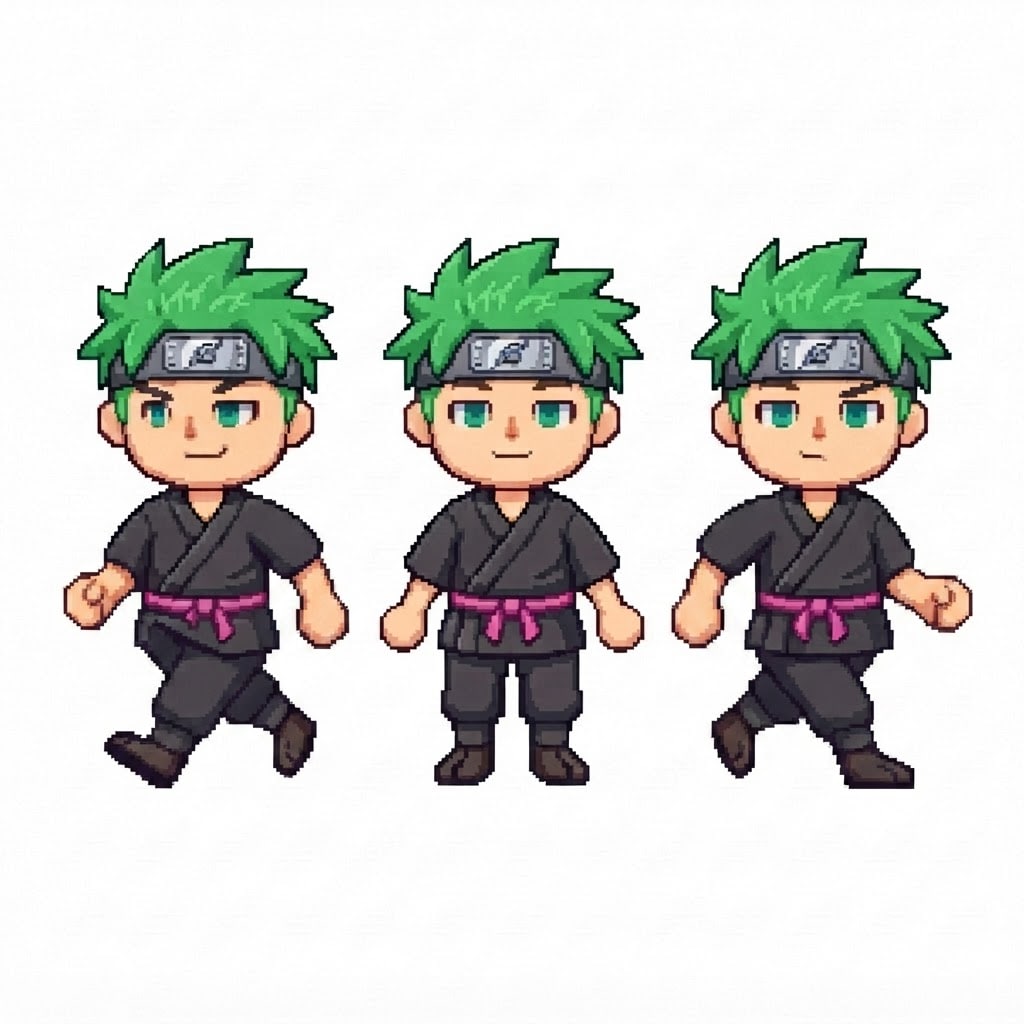 Image: BODY: a chibi BOY ninja with a VERY LARGE round he