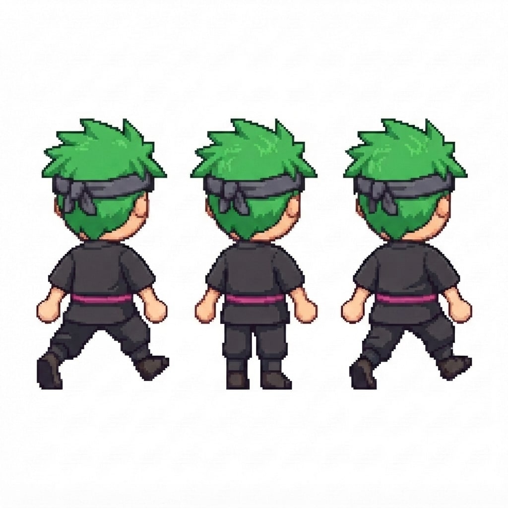 Image: BODY: a chibi BOY ninja with a VERY LARGE round he