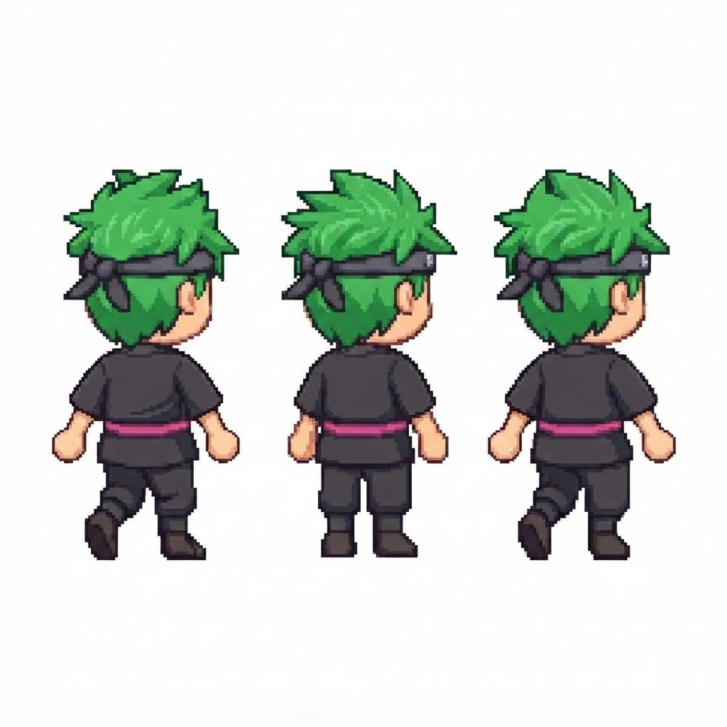 Image: BODY: a chibi BOY ninja with a VERY LARGE round he
