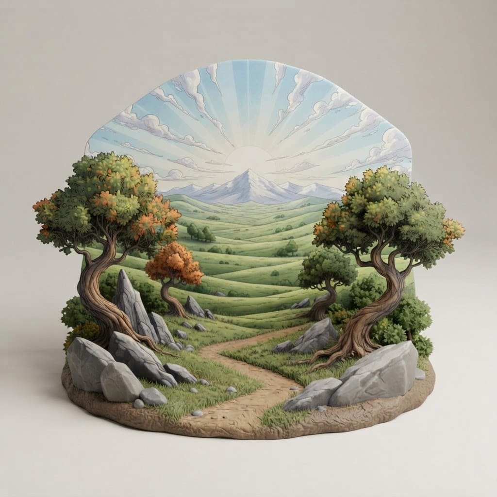 plains with trees and rocks