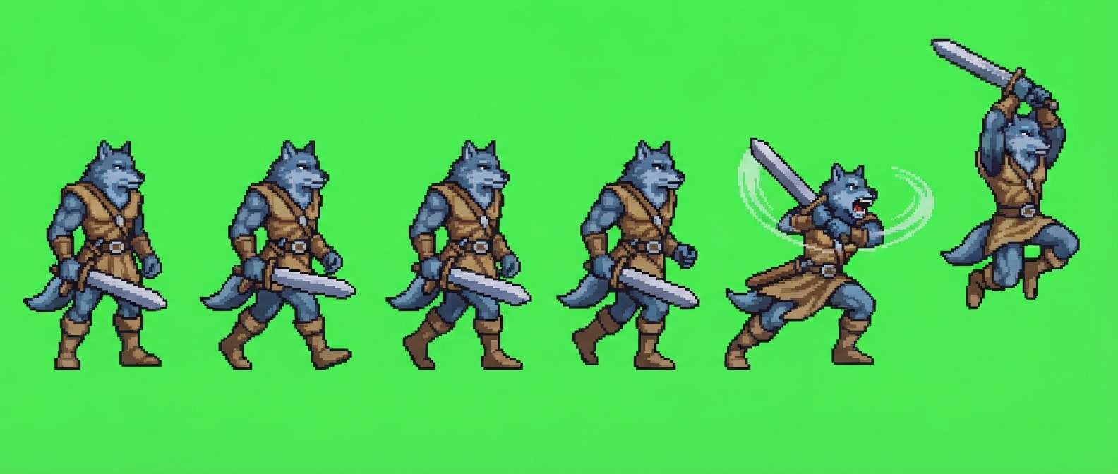 Alphas Wolf Warrior Sprite Sheet (2 / 2)