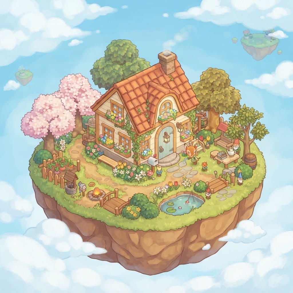 Floating Island with Cottage