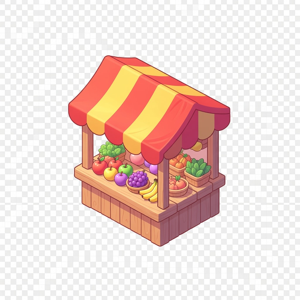Cute Isometric Market Stall