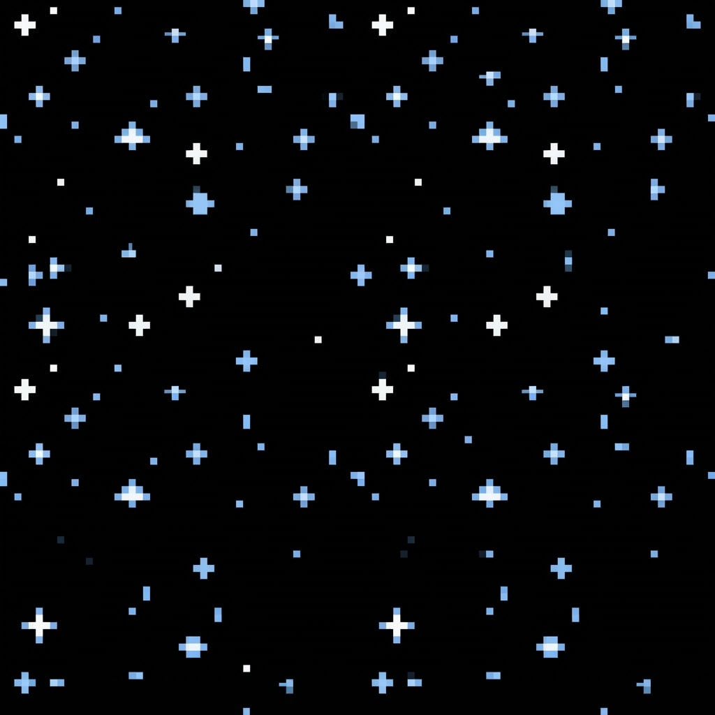 Image: A seamless pixel-art deep space background: almost
