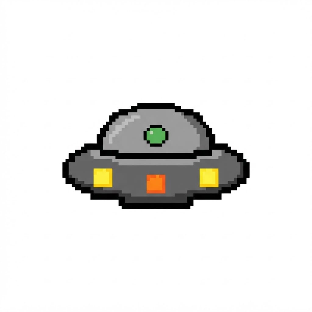 Image: A single small pixel-art flying saucer UFO enemy,