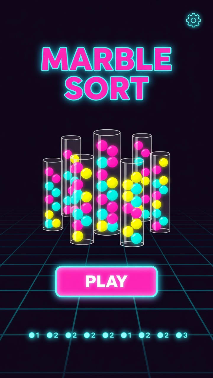 Marble Sort - Neon Synthwave Theme