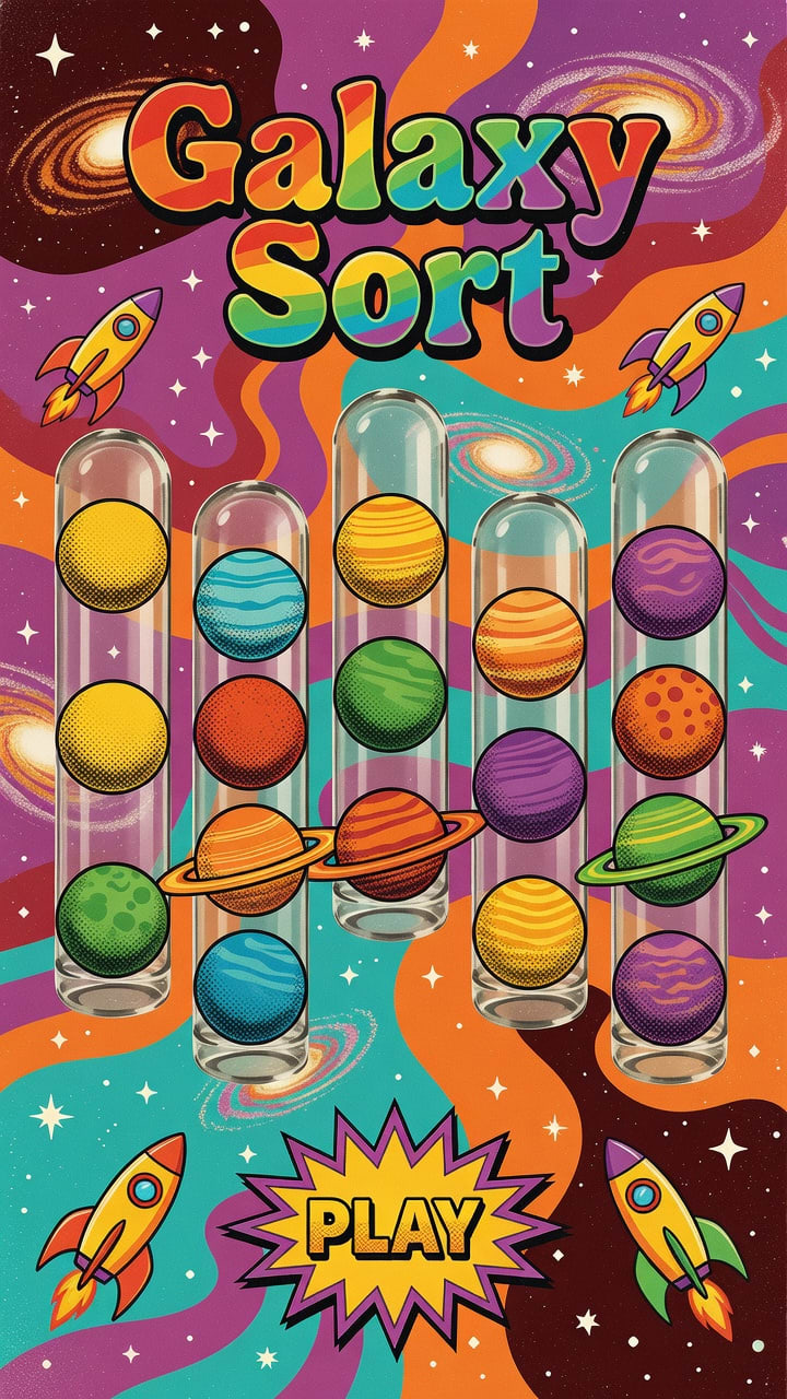 Galaxy Sort - Vintage 70s Main Menu