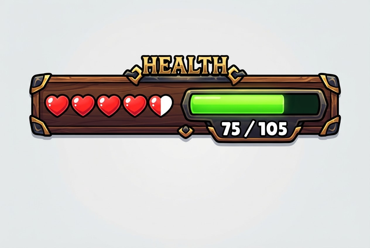 Cartoon Health Bar - Hearts HUD (1 / 2)