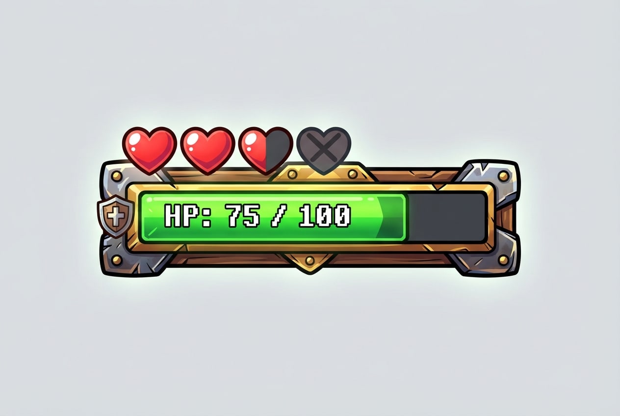 Cartoon Health Bar - Hearts HUD (2 / 2)