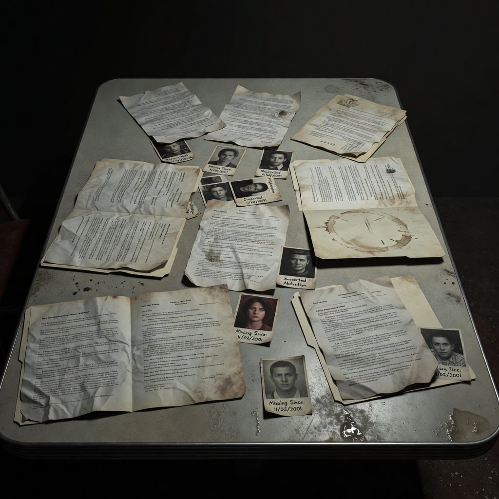 Missing Person Documents Prop Concept