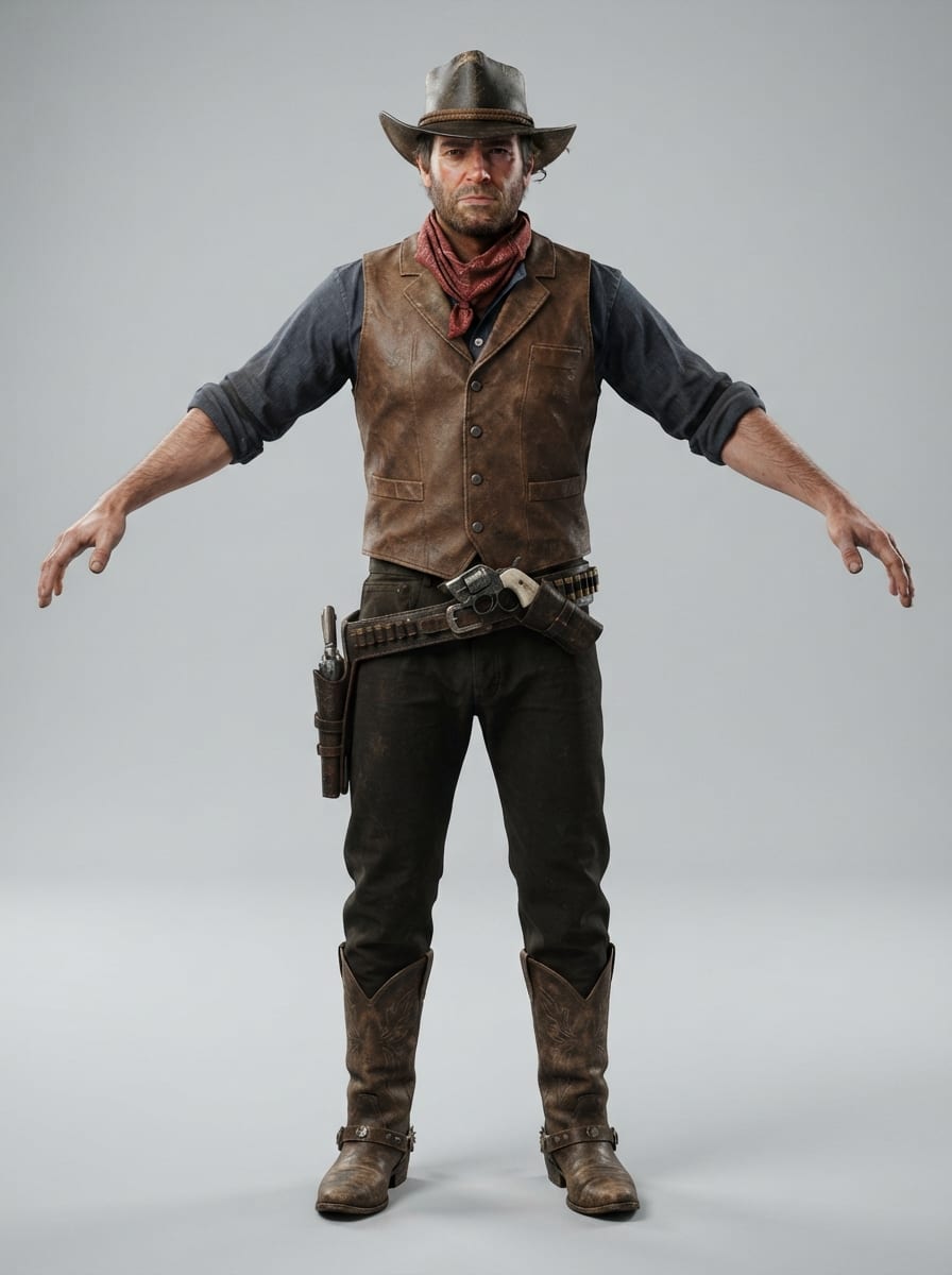 Cowboy Pistoleiro - T-Pose Reference