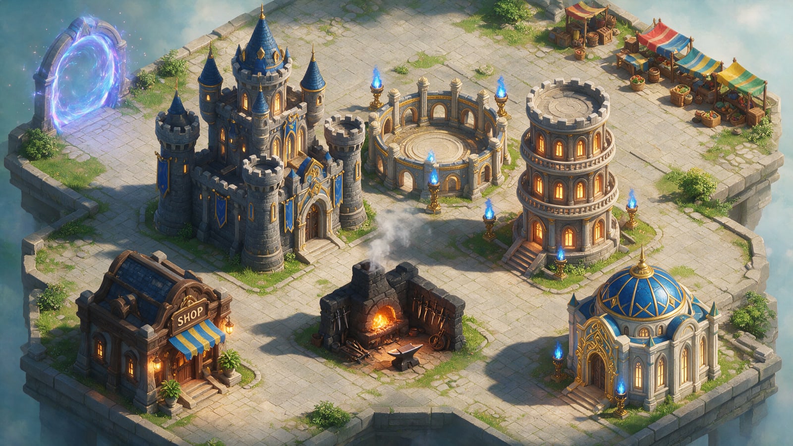 Medieval Isometric City Map 2.5D