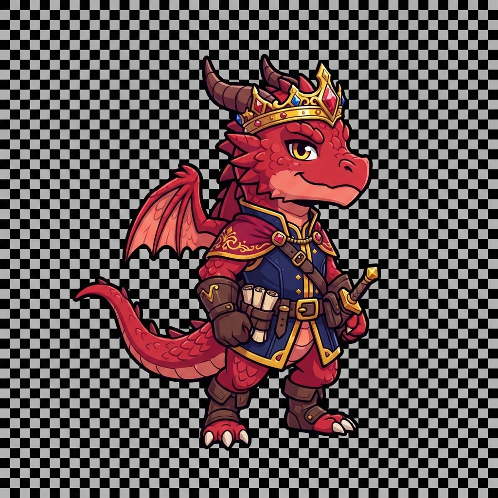 Image: Single game character sprite cutout of a bipedal a