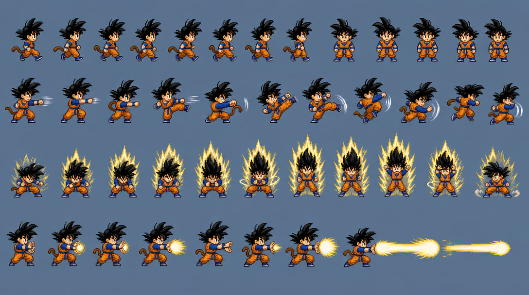 Saiyan Goku-Style LoG GBA Sprite Sheet
