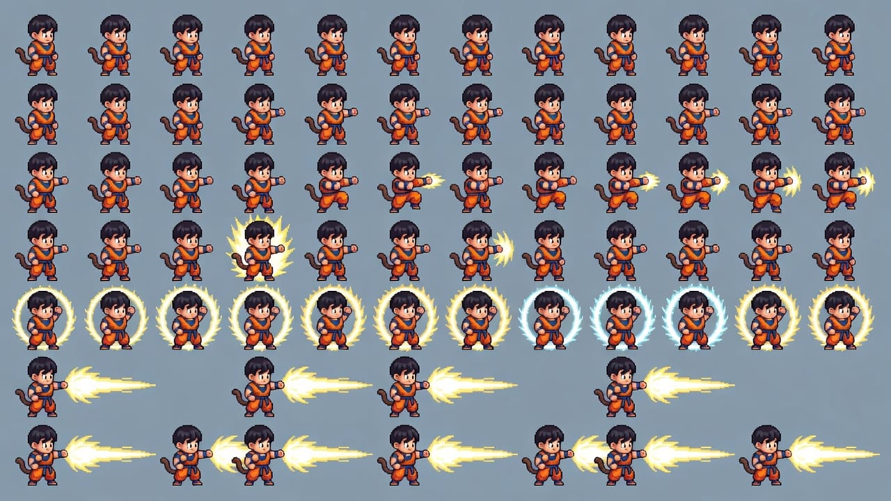 Goku Body Gohan Hair LoG Sprite Sheet