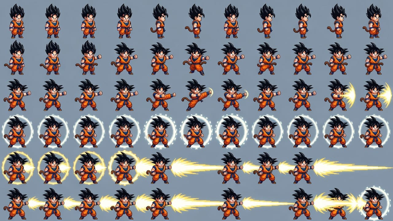 Goku Body Adult Gohan Super Hair LoG Sprite Sheet