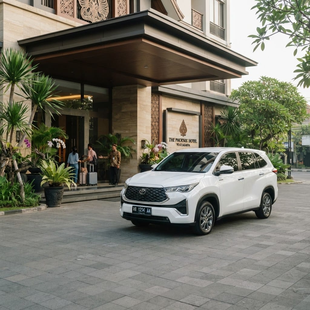 Image: Photorealistic clean white Toyota Innova MPV parke