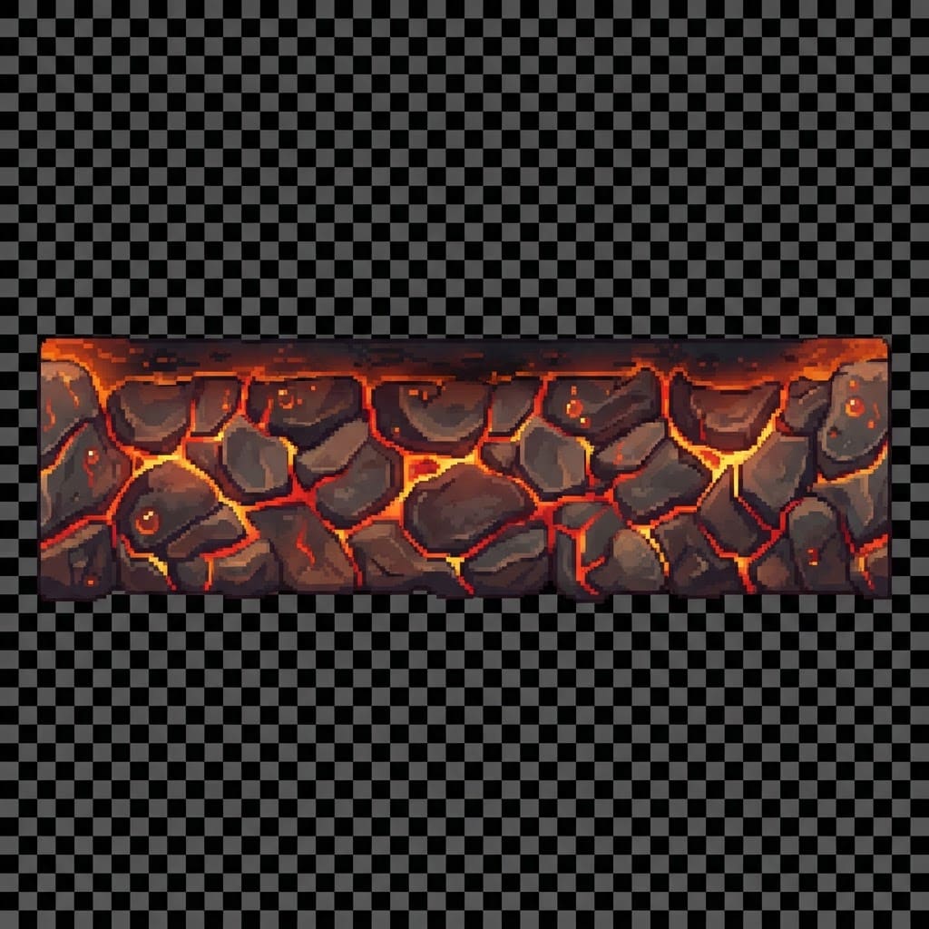 Image: seamless 2D platformer volcanic rock ground tile e