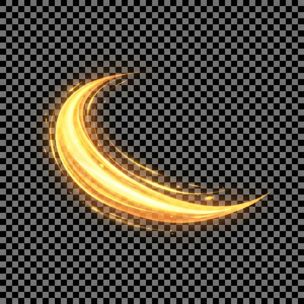 Image: single golden yellow melee slash crescent arc VFX