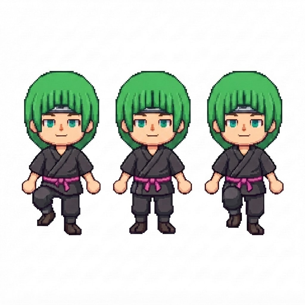 Image: BODY: a chibi BOY ninja with a VERY LARGE round he