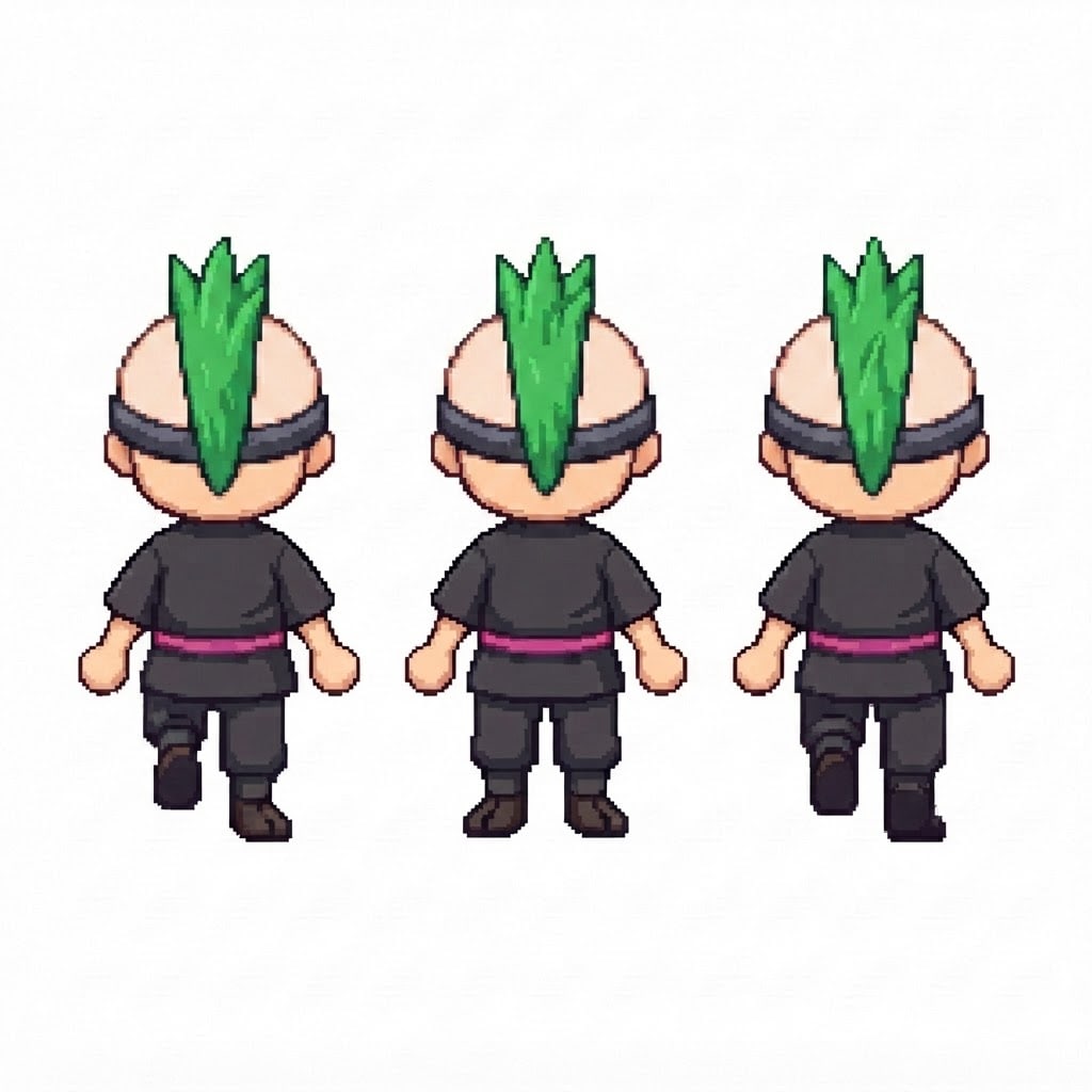 Image: BODY: a chibi BOY ninja with a VERY LARGE round he