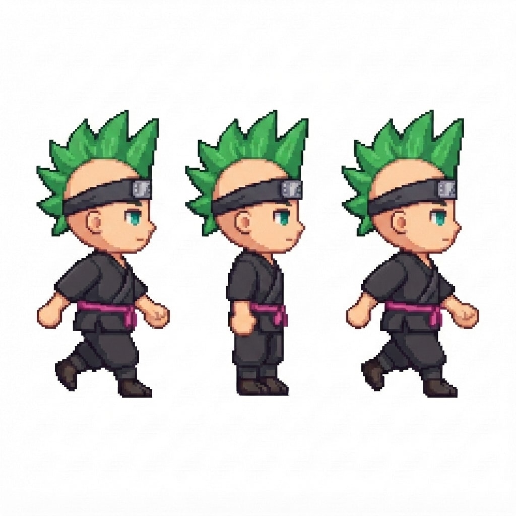 Image: BODY: a chibi BOY ninja with a VERY LARGE round he