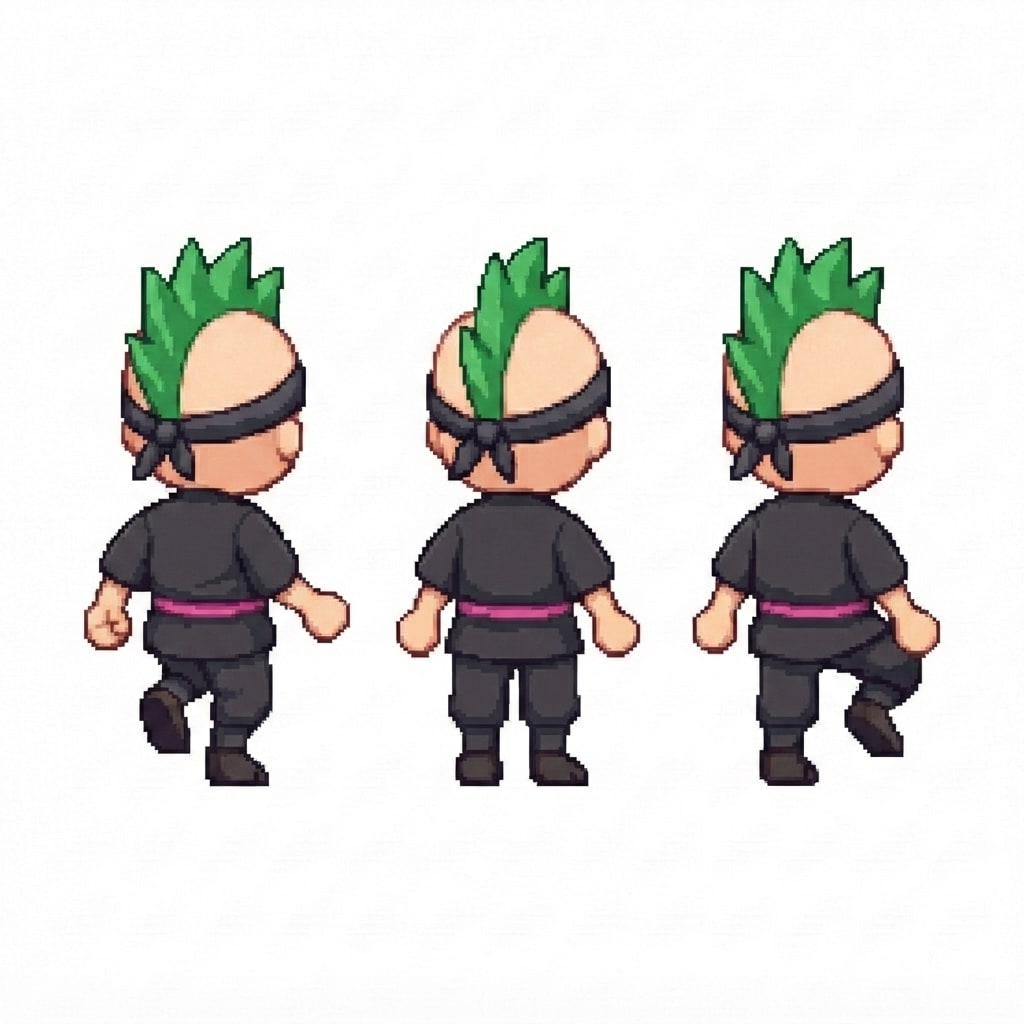 Image: BODY: a chibi BOY ninja with a VERY LARGE round he