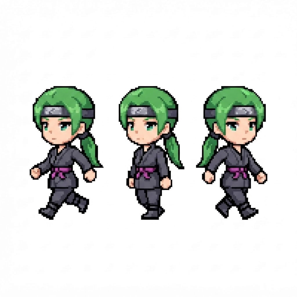 Image: Walk-cycle sprite sheet row: exactly 3 pixel-art s