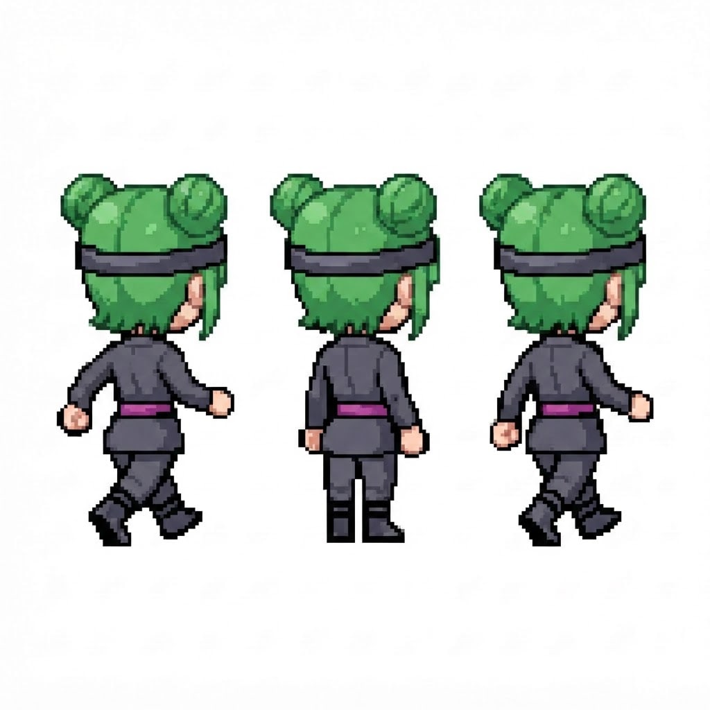 Image: Create a walk-cycle sprite sheet row in EXACTLY th