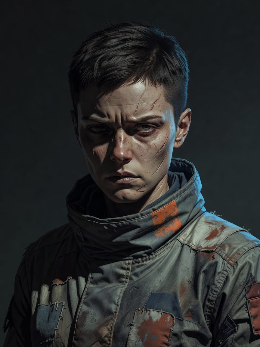 Grim Sci-Fi Portrait - Weathered Worker