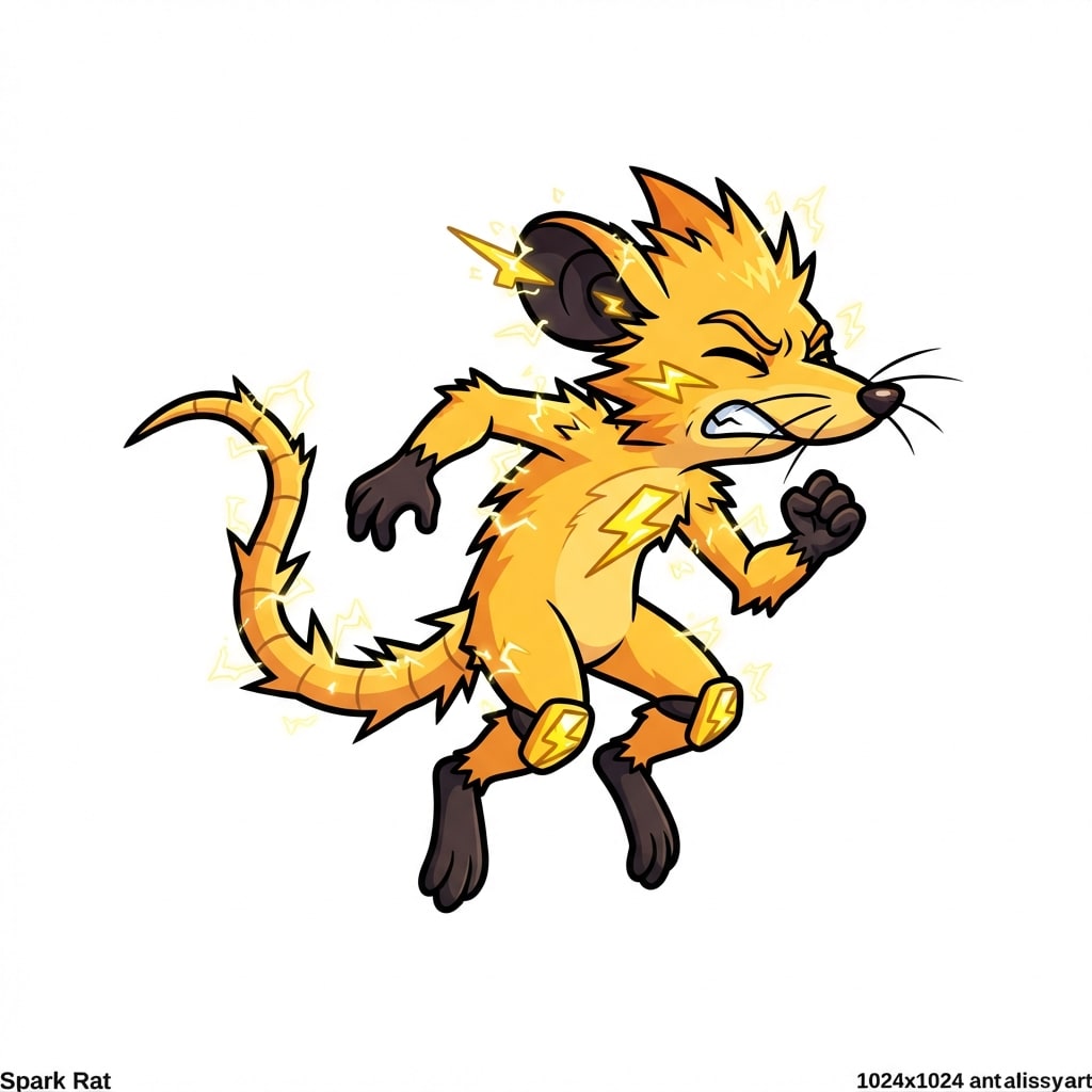 Image: Single full-body game character sprite, Spark Rat