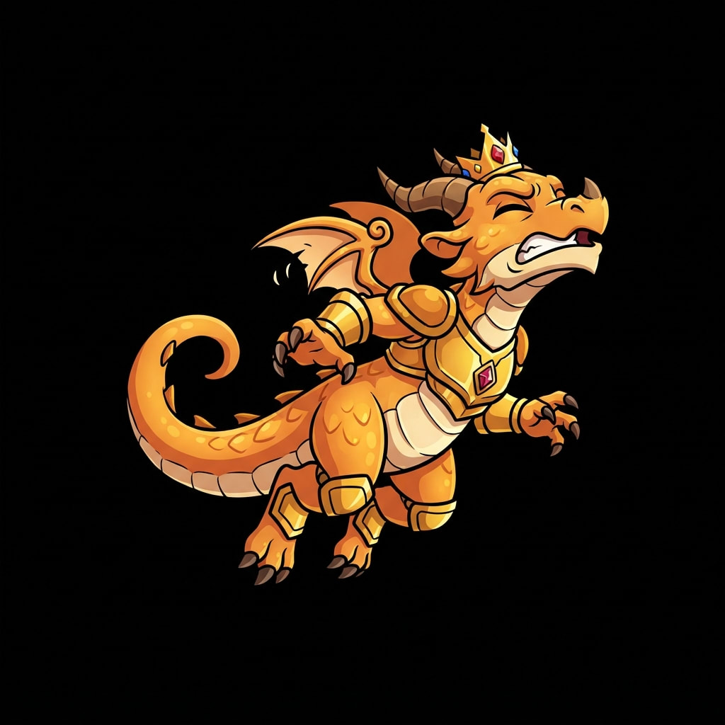 Image: Single full-body game character sprite, Crown Drak