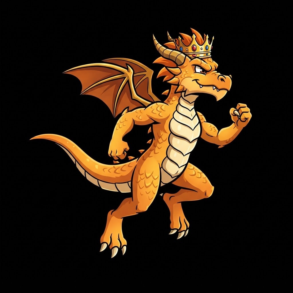 Image: Single full-body game character sprite, Crown Drak