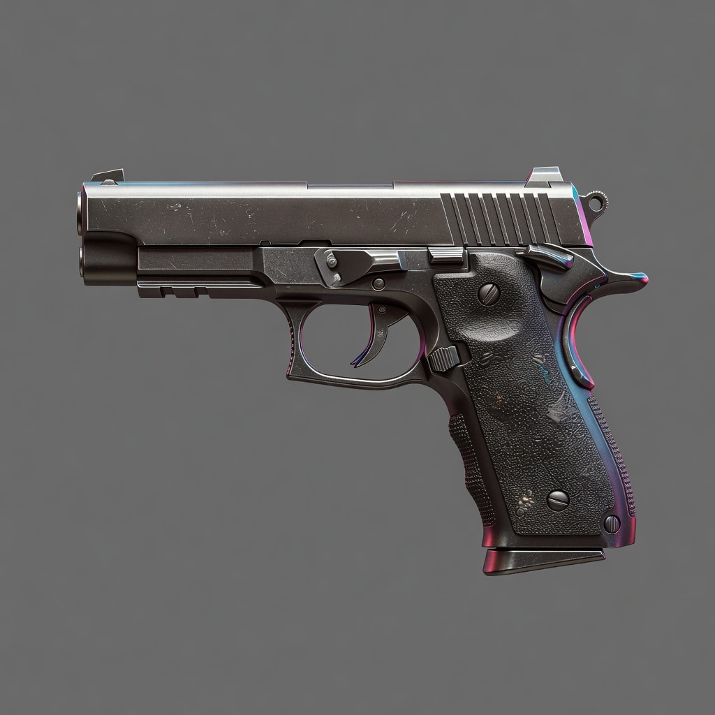 Realistic Gunmetal Handgun