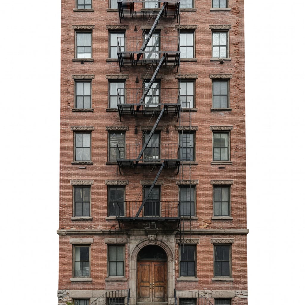 Realistic Brick Apartment Building