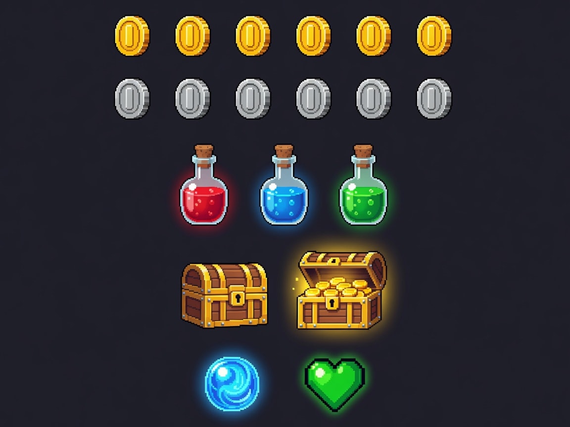 Moedas e Itens - Pixel Art (1 / 2)