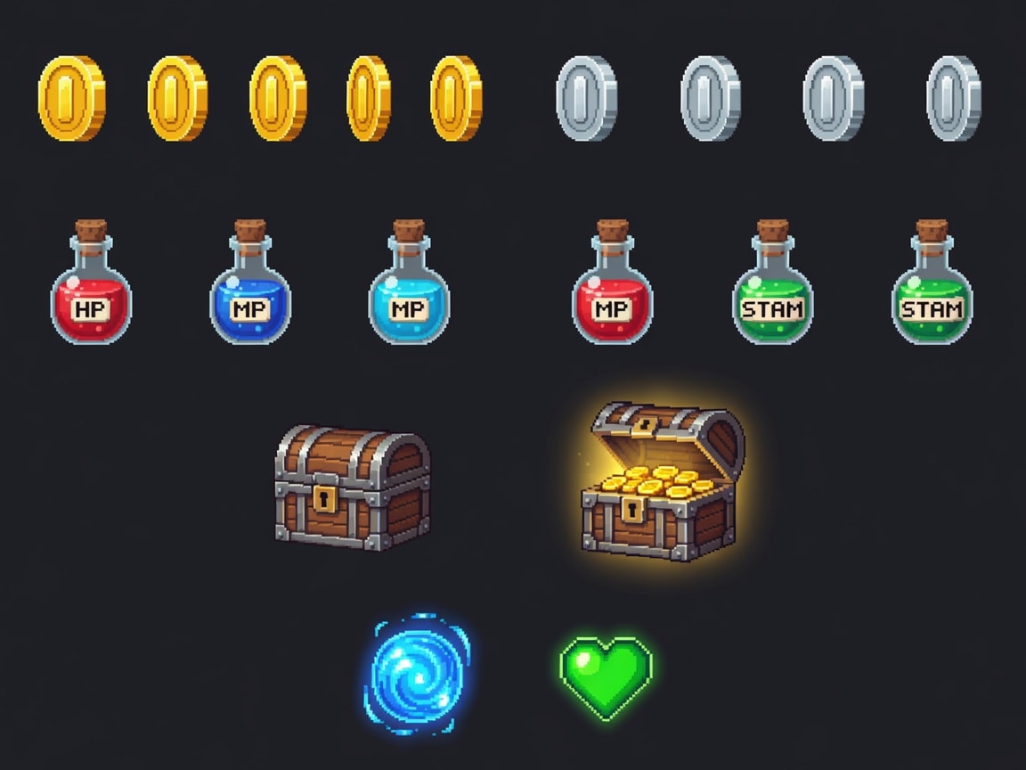 Moedas e Itens - Pixel Art (2 / 2)