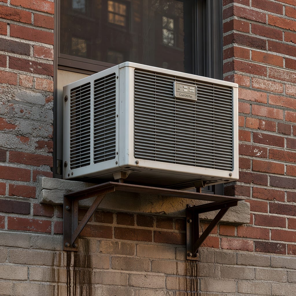 Realistic 3D rendered NYC window-mounted air