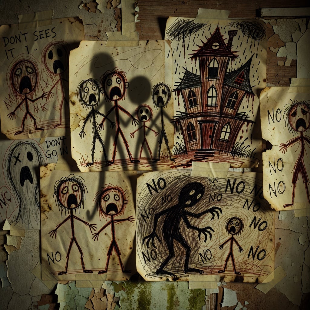 Orphanage of Shadows - Creepy Children Drawings Texture
