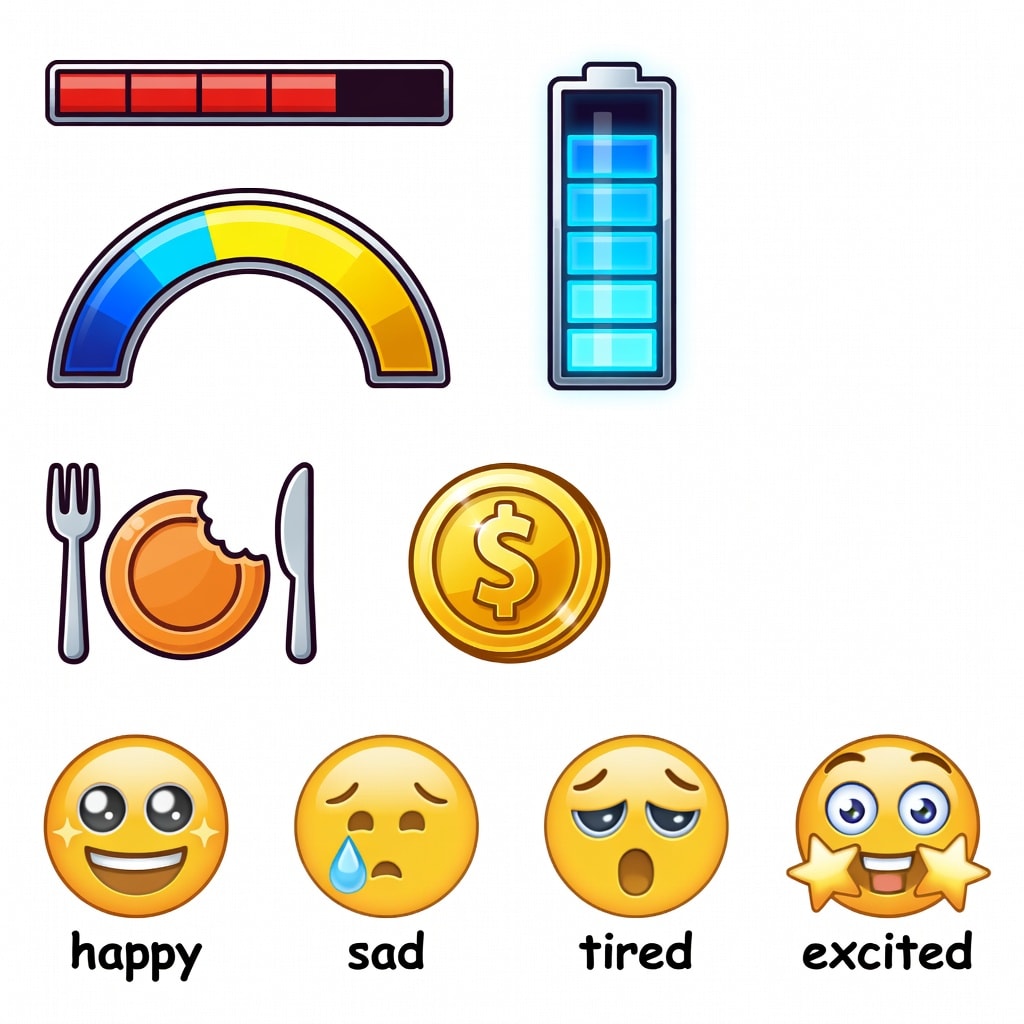 Life Sim UI Icons - Status Bars
