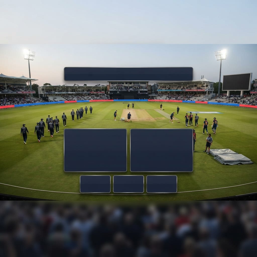 Image: Premium broadcast graphic for a fictional cricket