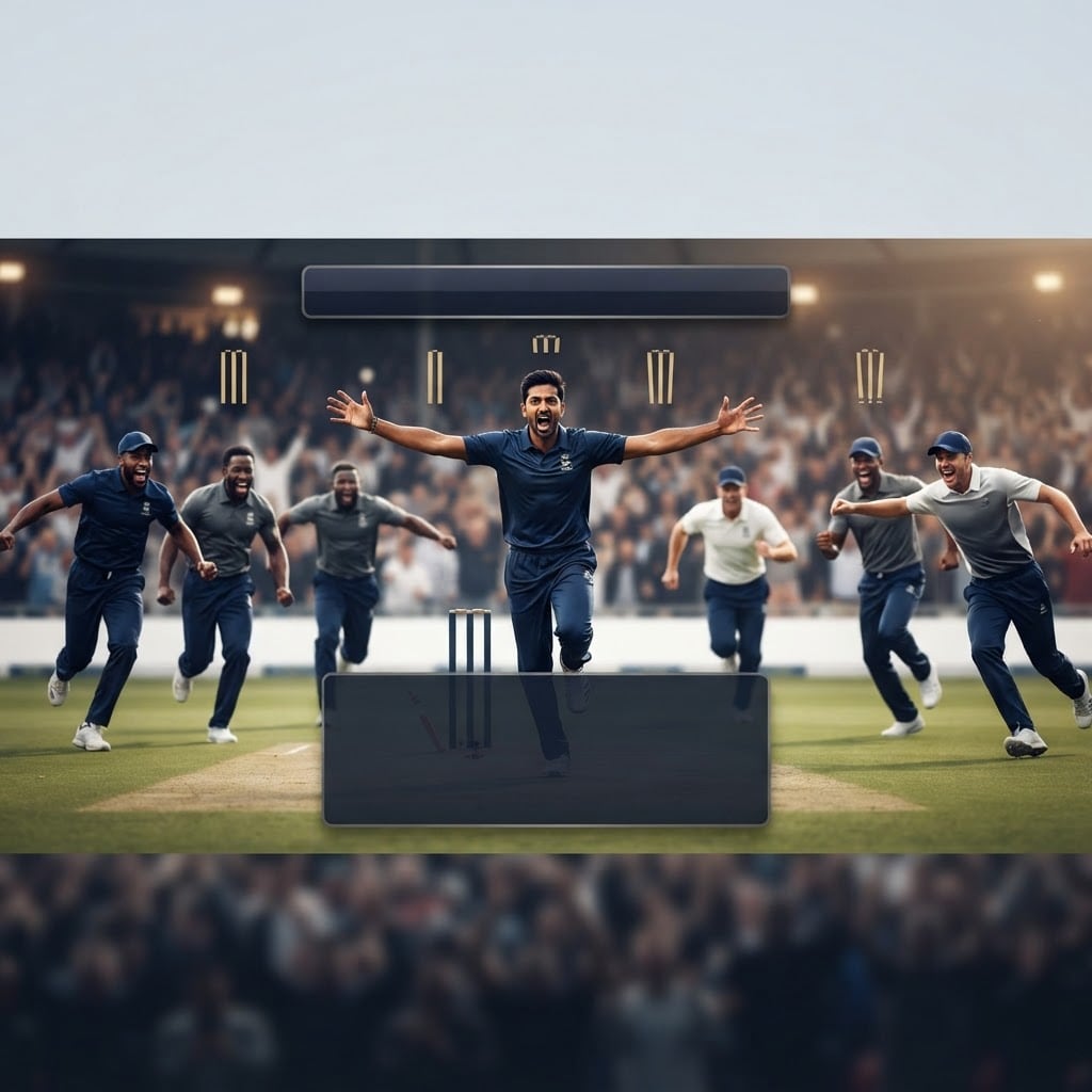 Image: Premium broadcast graphic for a fictional cricket