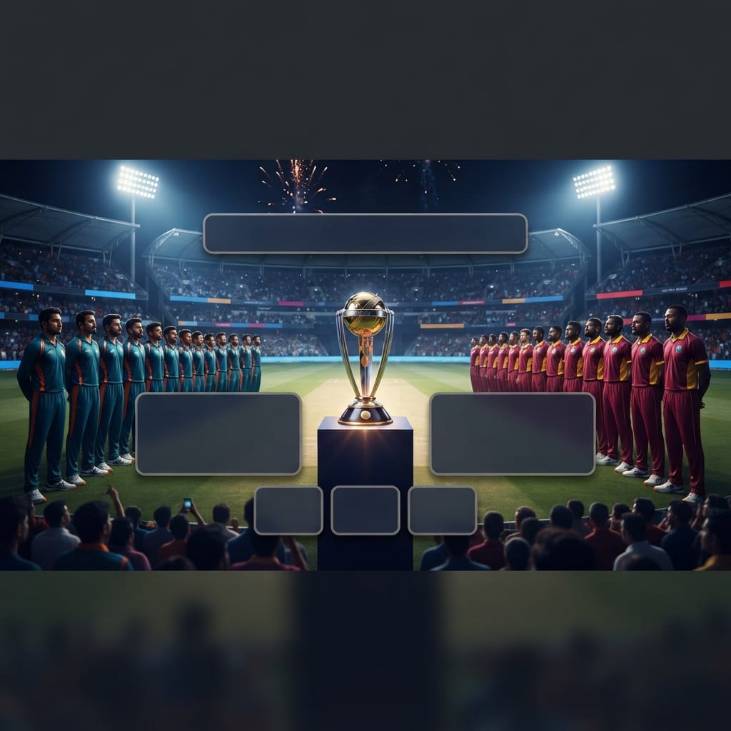 Image: Premium broadcast graphic for a fictional cricket