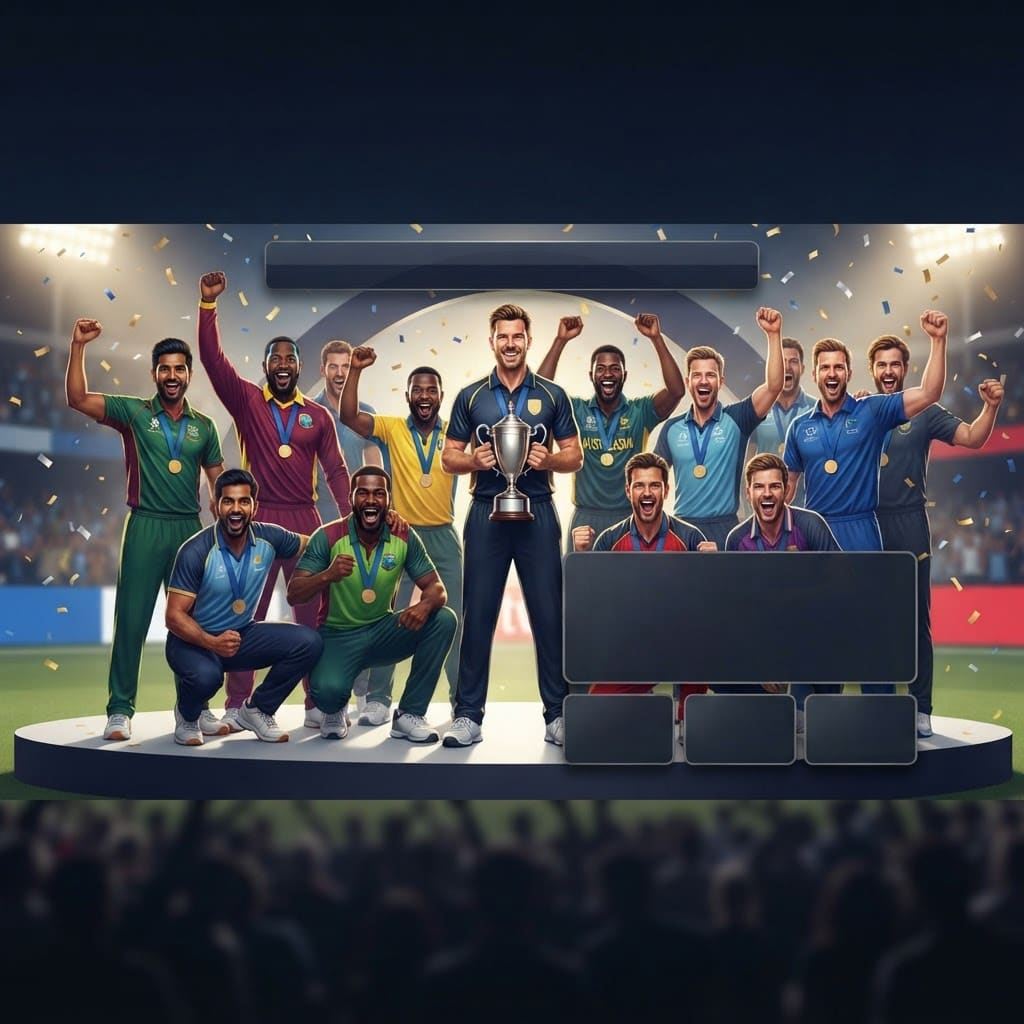 Image: Premium broadcast graphic for a fictional cricket