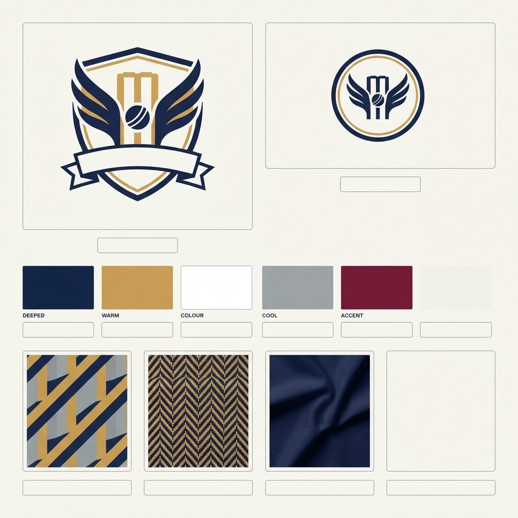 Image: A BRAND IDENTITY BOARD for a fictional cricket clu