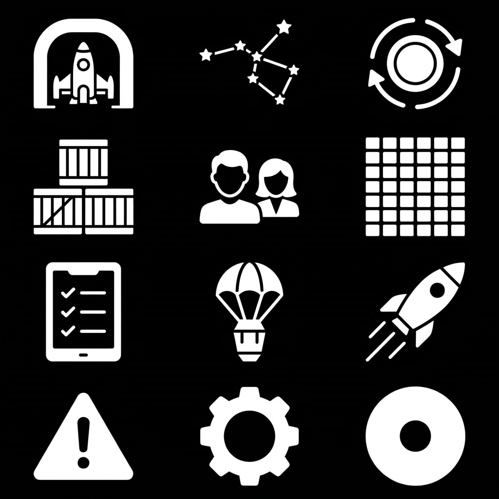 Image: Sci-fi user interface icon set arranged in 3 colum