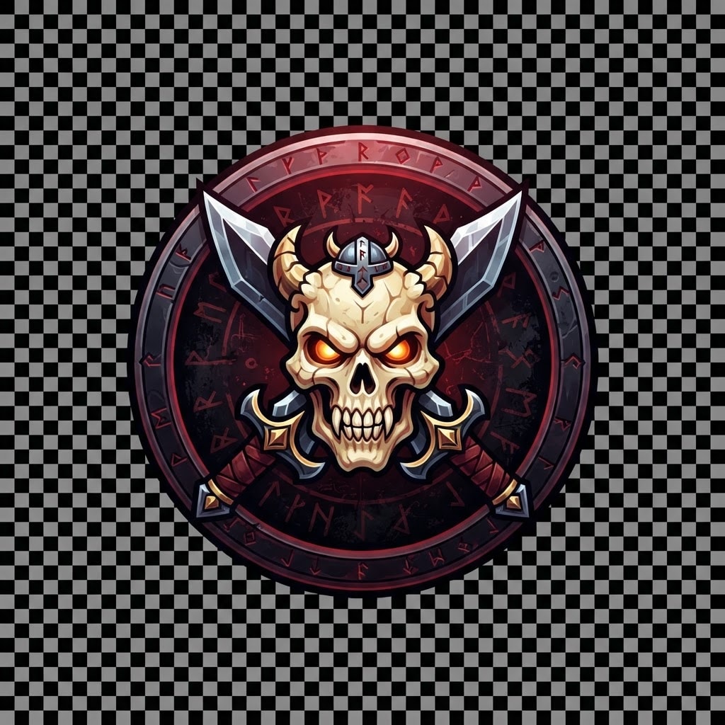 Image: Top-down 2D game UI icon circle for Death Warriors