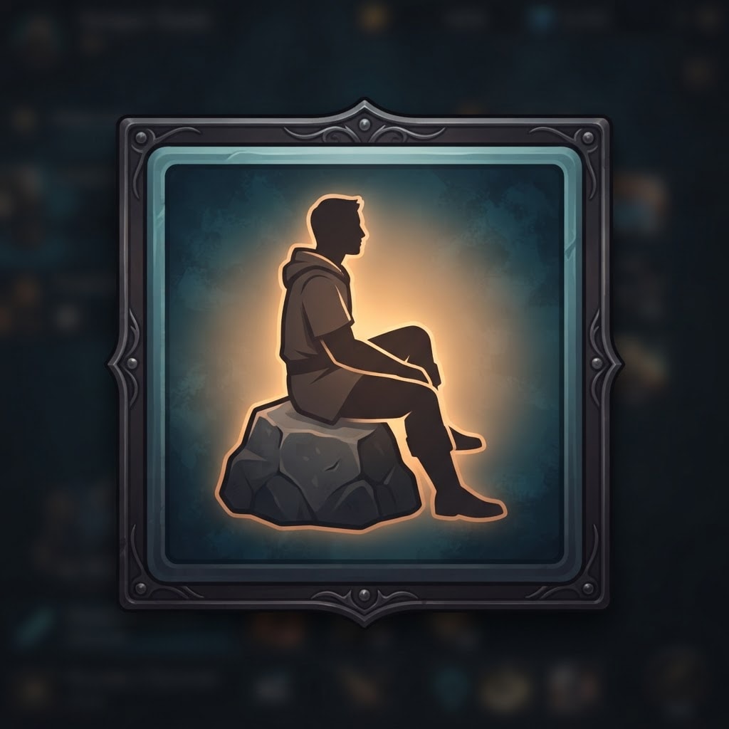 Image: Game UI icon for Sit Rest ability, square icon, fa