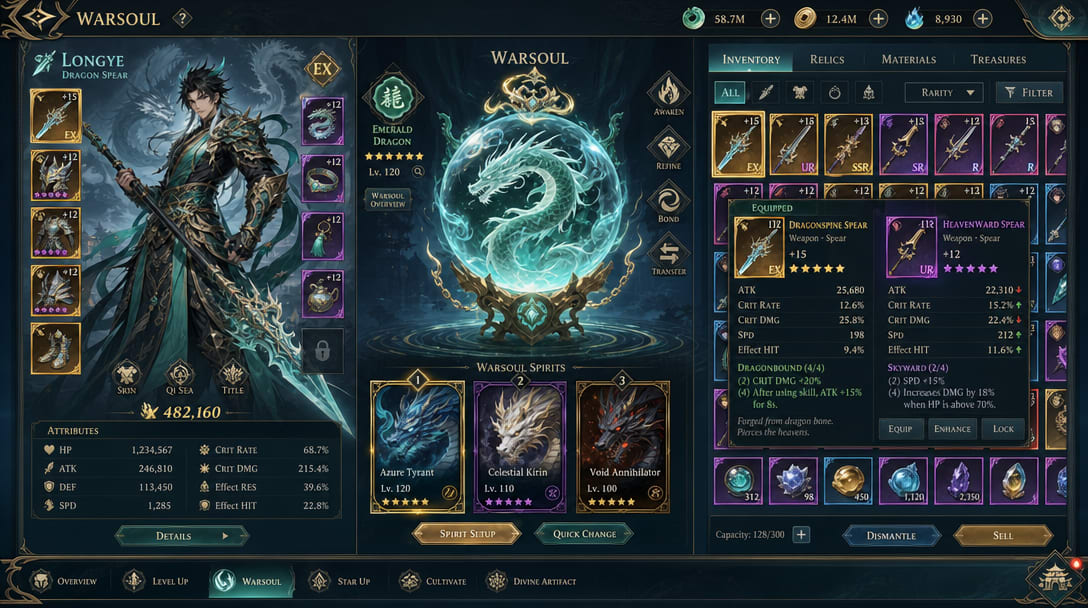 Dragon Spear Warsoul Management UI