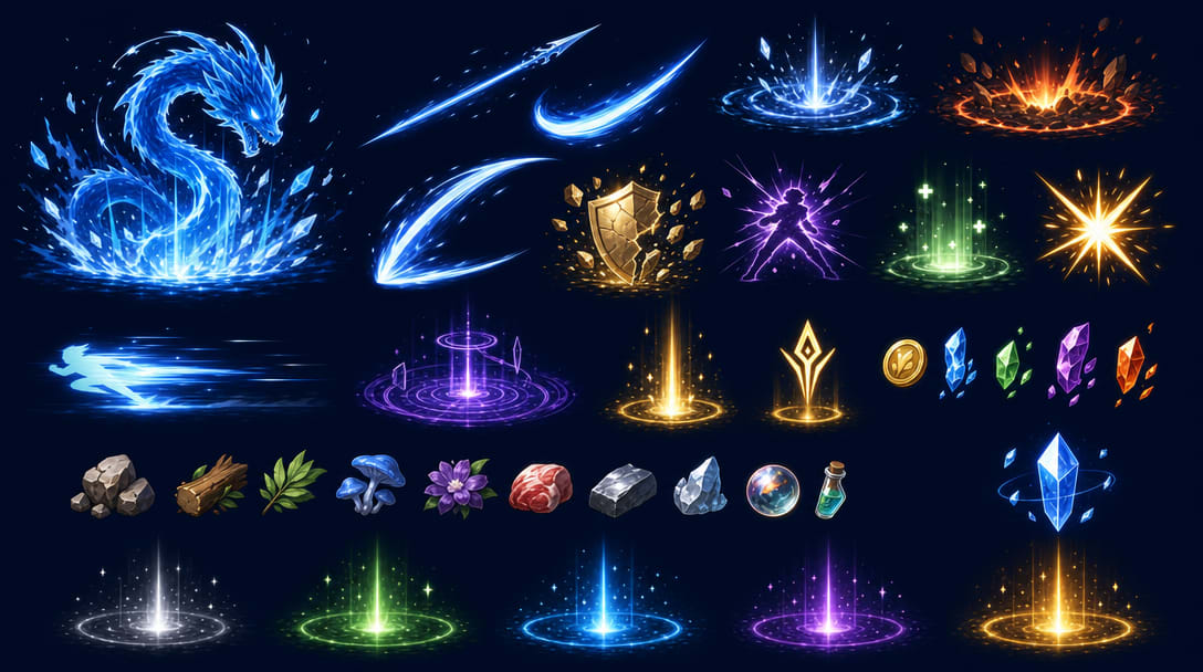 Fantasy RPG Combat VFX and Pickup Sheet